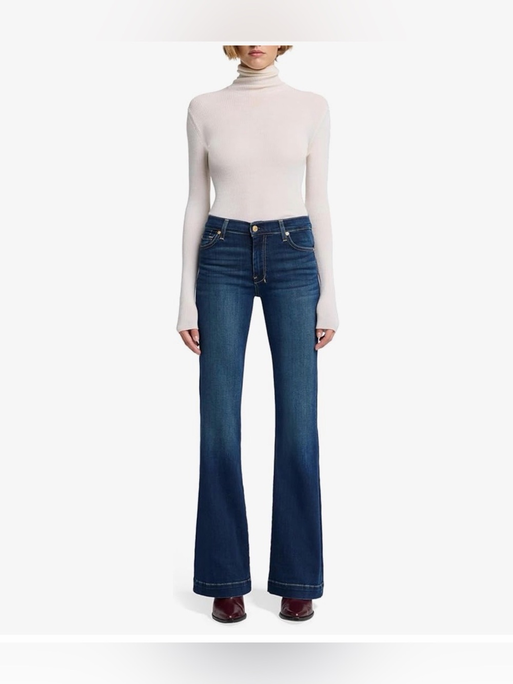 Seven 7 For All Mankind Dojo Flare Jeans Women's 26x34 Long Dark Wash - Picture 3 of 13